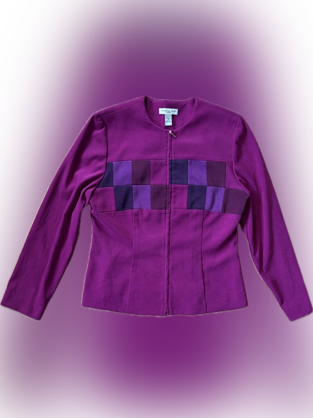 Vintage Amanda Smith Magenta-Purple Patchwork Zip Jacket
